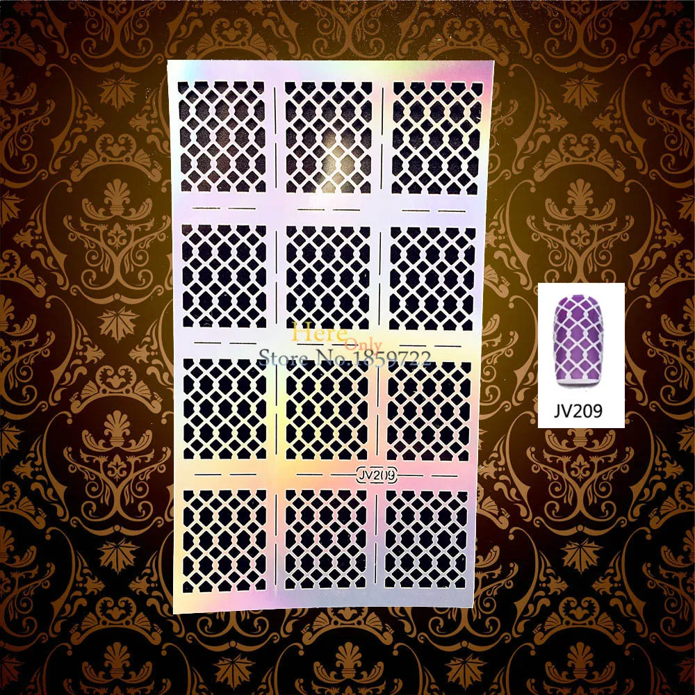 1 Sheet Laser Hollow Out Fish Scale Nail Art Stickers Manicure Decal HJV209 Nail Foils Aribrush