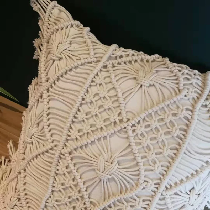 100% Cotton Macrame cushion cover Sabina handmade Macrame Throw Pillow,  Down Feather Pillow, 18 x 18