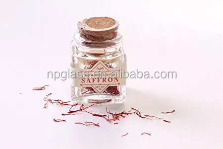 square clear glass spice jar with cork