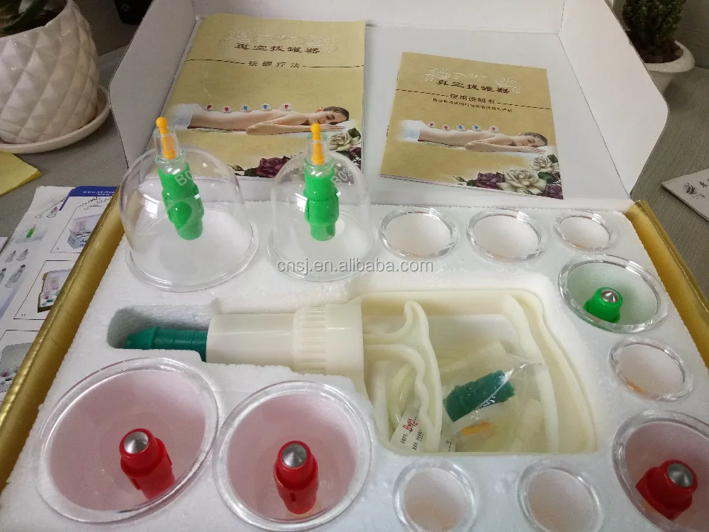 
2018LVS Negative Pressure Cupping Set, Acupuncture Chinese Cupping Set Health Care Transparent English 6 Magnetic Needles LV SHI 