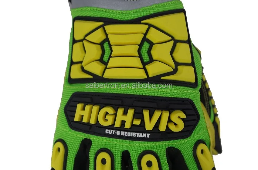 
HIGH-VIS SDXG2 CE EN388 4131 Touch Screen Gloves Impact Gloves Anti-Slip Safety Drilling Shock Absorption Work Gloves 