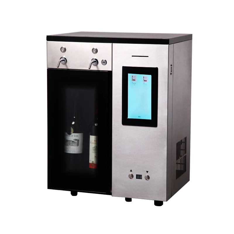 Keep Wine Freshness and Cooling IC Card Networking Sales USB Interfaces 2 Bottles Stainless Steel Refrigerated Wine Dispenser