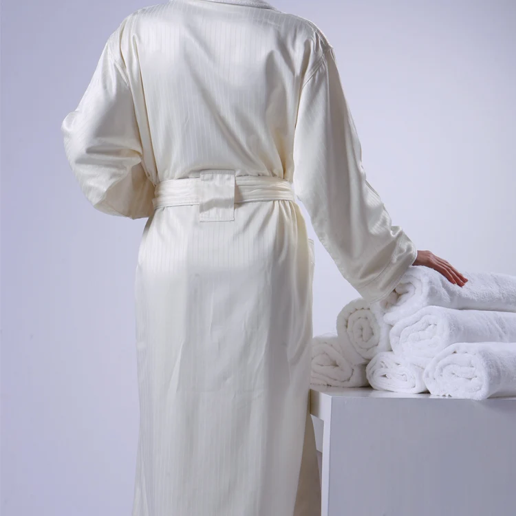 
100% Cotton Luxury Velour Embossed Hotel Knee Length Orange And White Bathrobe 