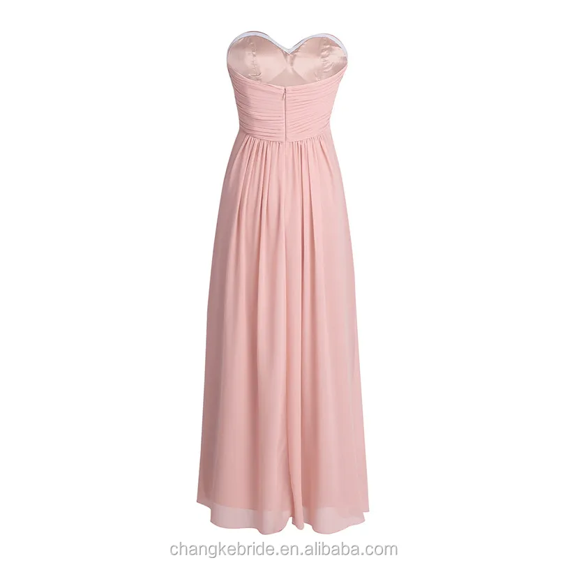 2018 Wedding Formal Bridesmaid Dress Pink Long Chiffon Elegant Bridesmaid Dress