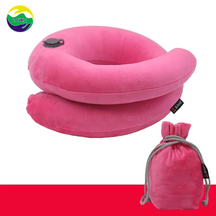 LC Высококачественная надувная компактная Шейная подушка для путешествий с пользовательским логотипом