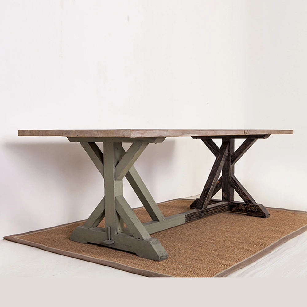 Antique reclaimed recycled wooden office work meeting study center dinner dining table