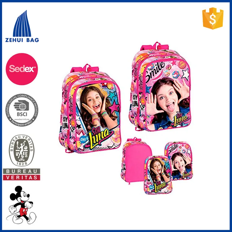 
Soy luna smile cute picture of school bag delsey luggage kids trolley school bags for children 