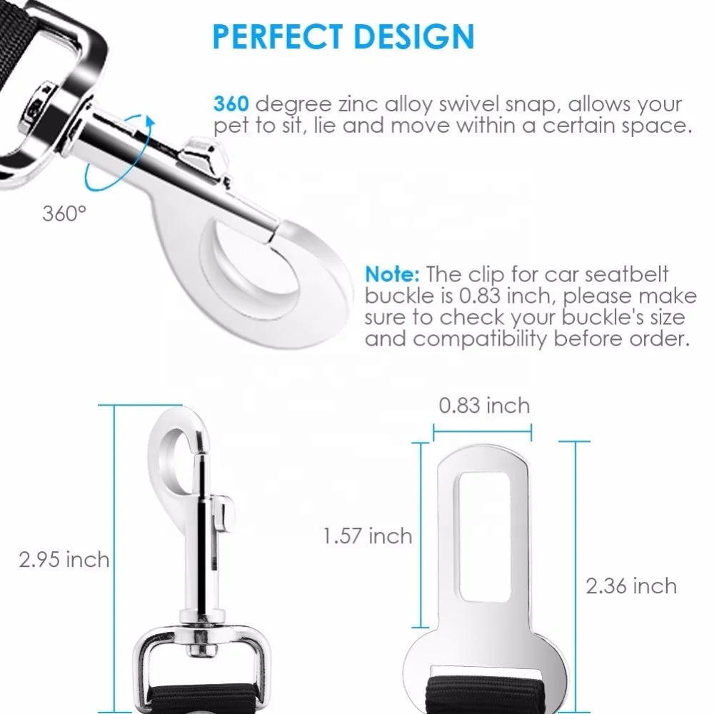 Регулируемый сверхмощный, эластичный и прочный автомобильный ремень безопасности для собак