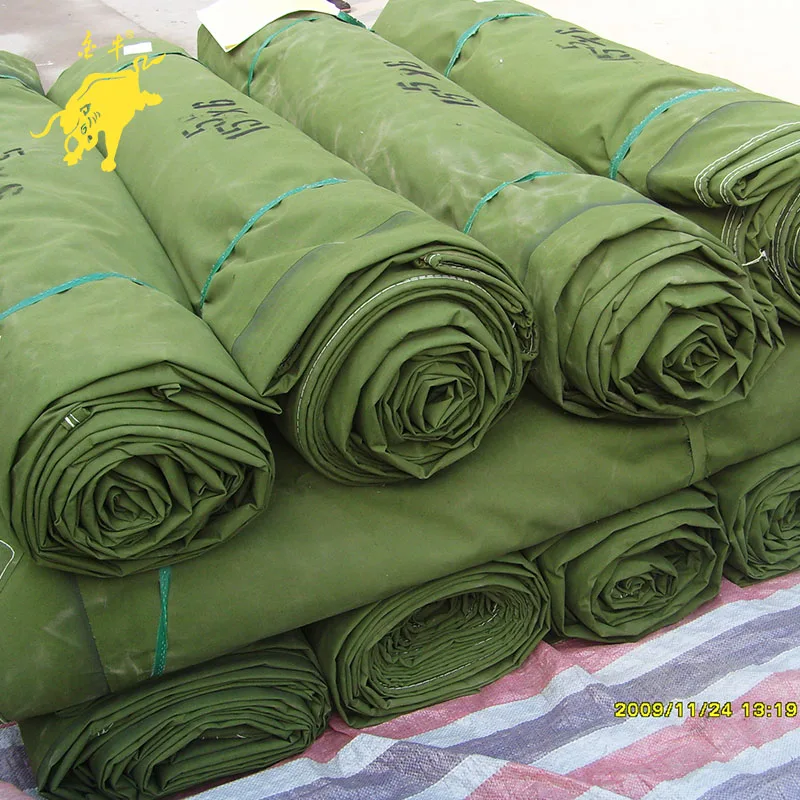 waterproof olive green 100% polyester canvas tarpaulin