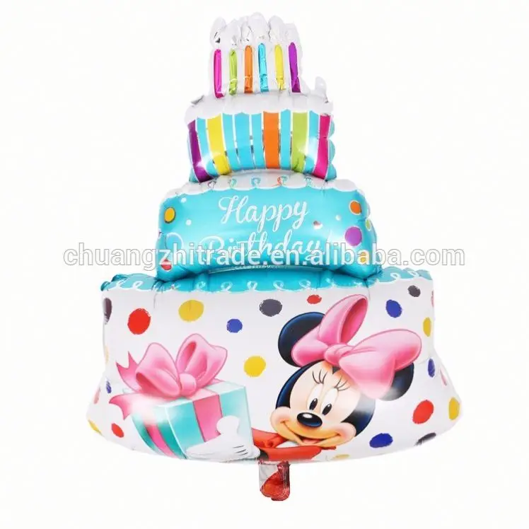 Big size foil balloons tilt crooked candle happy birthday party balloon cake shaped balloon wholesale cake decorating supply