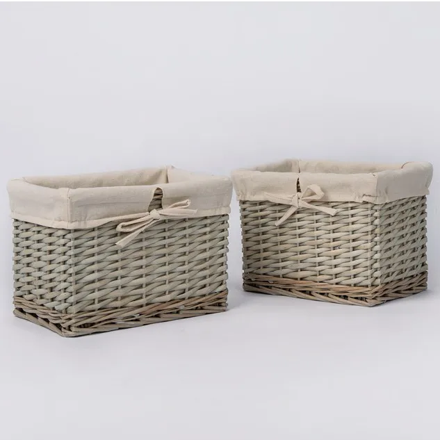 Home Center Cotton Fabric Lining Willow Wicker Food Fruit Hamper Gift Baskets In Bulk