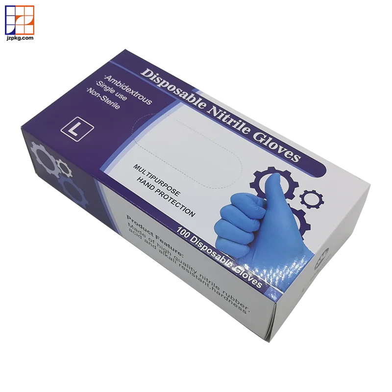 Packaging boxes for disposable gloves with diecut hole on top