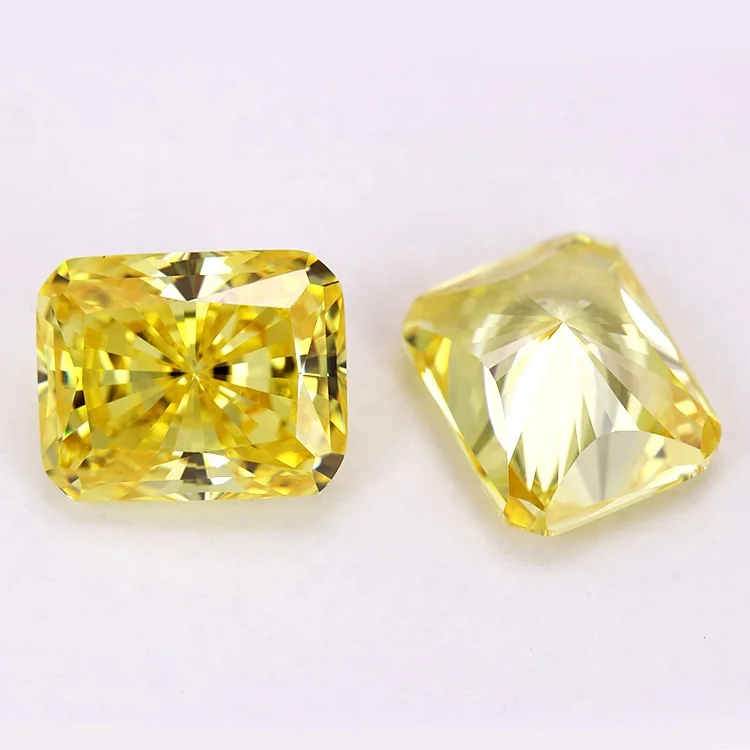 hand polish 5A grade 6x8mm loose canary yellow octangle shape radiant cut cubic zirconia stones
