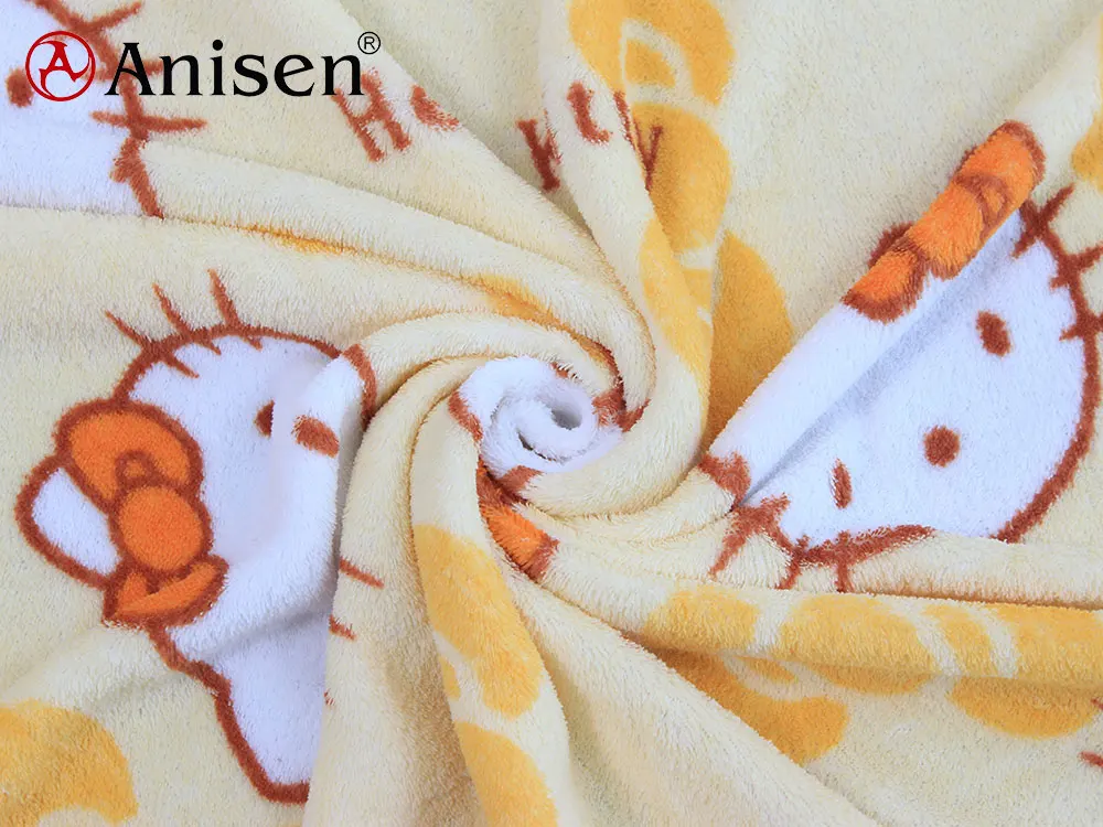 2021 Wholesale Soft Fleece Oem Custom Printing Patterns Hello Kitty Coral Baby Blanket
