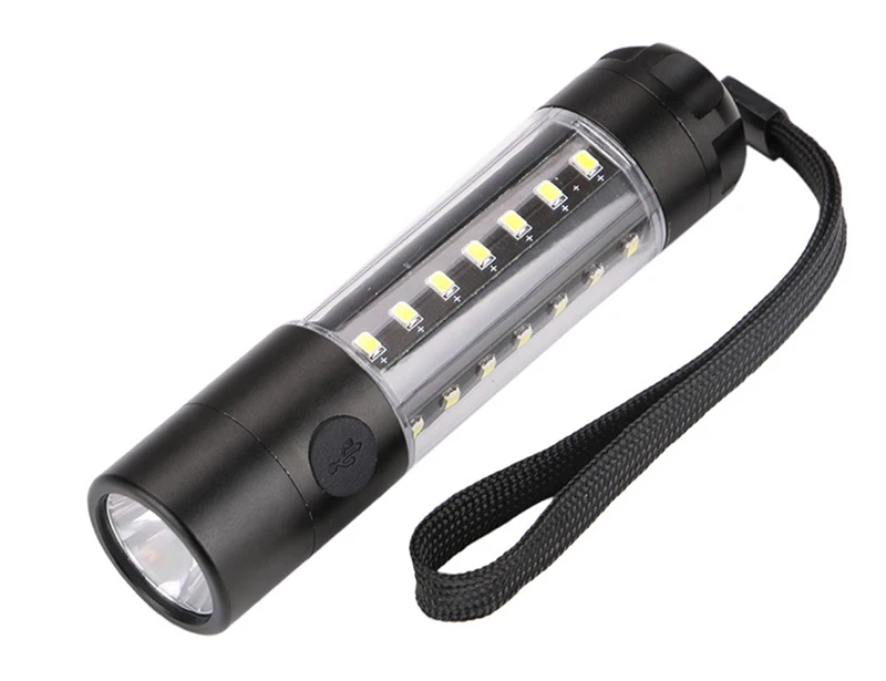 3w Aluminum Rechargeable LED Flashlight  with 360 Degree Light 6 Flash Modes