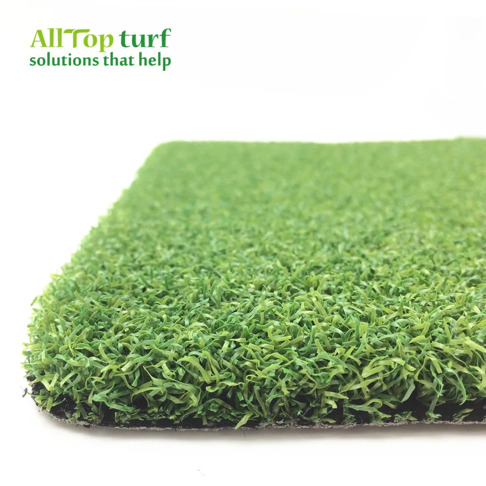 PU backing bicolor curly 15mm monofilament artificial grass for golf green multi-purpose area gateball court