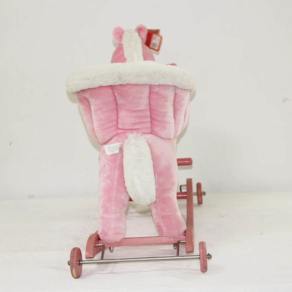 Baby Toys Pink Rocking Horse with Wheels Stuffed Rocking Horse