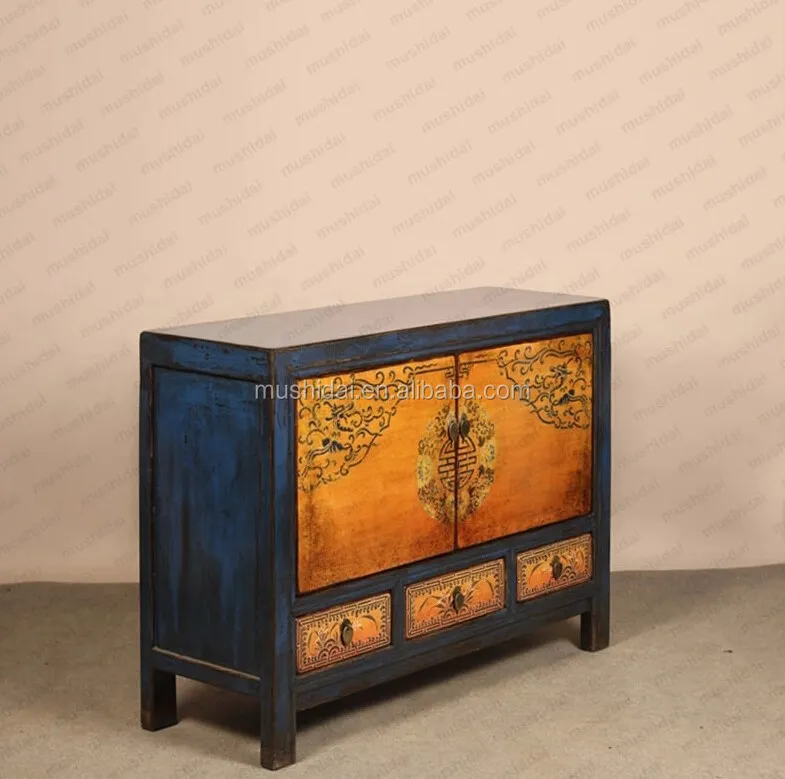 
Chinese solid wooden painted furniture unique furniture wooden painted furniture solid wood home storage cabinet storage cabinet 