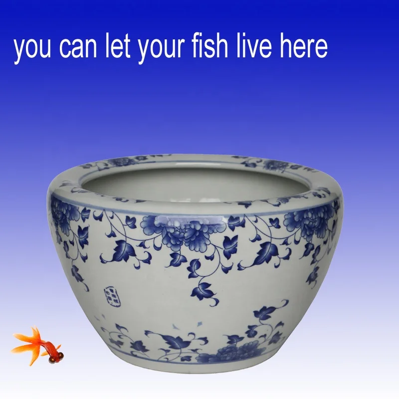 ceramic bonsai pot  birds and flowers painting blue and white porcelain indoor outdoor decorative  for good sale