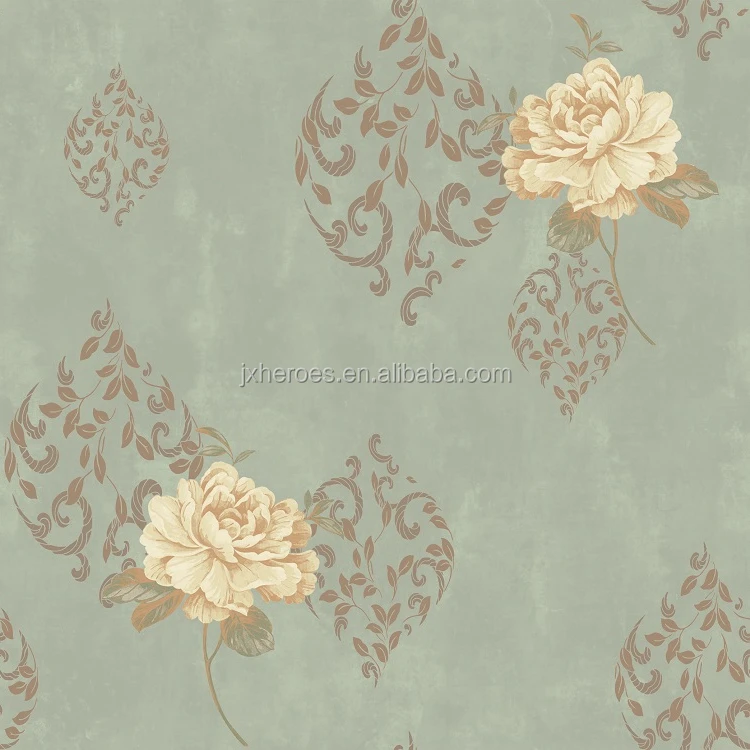 1.06m * 15.6m Fresh Natural Peony Pattern European-style Pastoral Vinyl Wallpaper Home Decoration