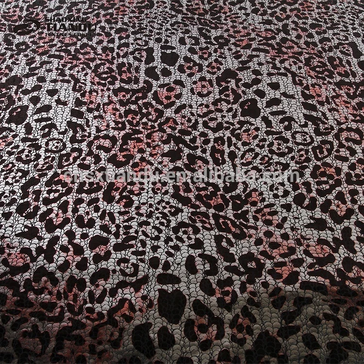 hot selling new fashion low price embossed leopard print gold 3D foil knitted fabric