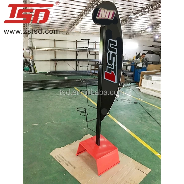 Custom Sport Shop Retail Store Free Standing Pop Display Unit , Motorcycle Bike Helmet Display Stand