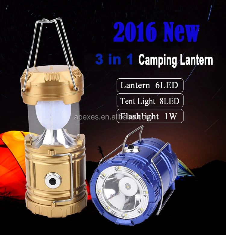 New 3in1 Camping Lantern Lamp,6 LED Camping lamp Outdoor Lighting 8 LED Folding Camp Tent Lamp 1w flashlight lantern