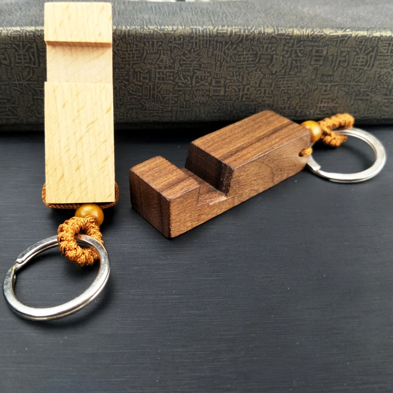 Custom Wood Brown Keychain Rectangle Promotion Gift Wood Blanks for Laser Engraving Keychain