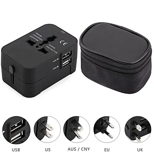 Original factory supplie ac power socket with fuse 2100mA dual usb US UK AUS EURO plug universal all in one travel adapter