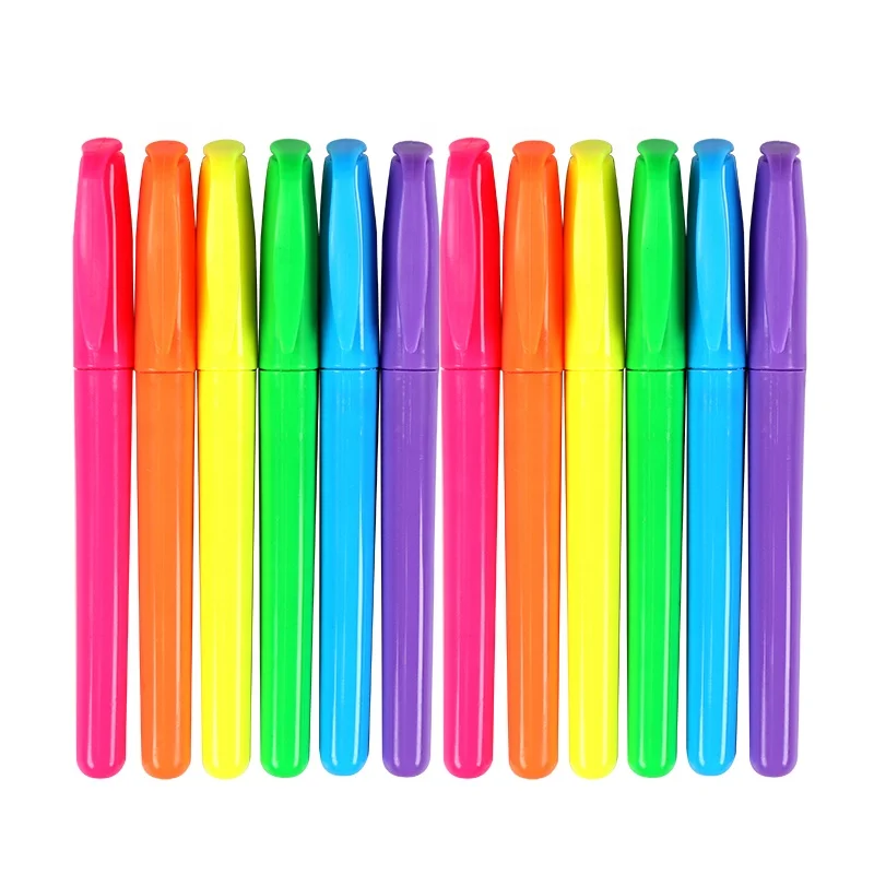 
Pack of 12 chisel tip assorted colors private label highlighter pen 