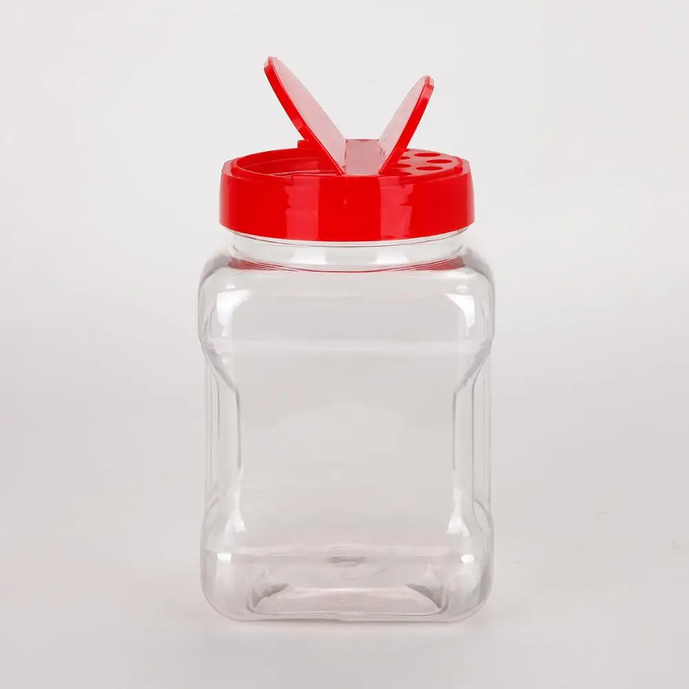 plastic food container16 oz. Clear PET Plastic Square Pinch Grip Jar 500 ml spice seasoning container