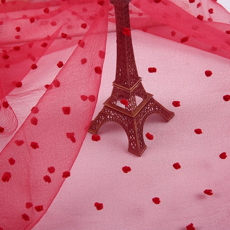 
new arrives organza Dot PLAIN DYED WOVEN thin polyester elegant dress jacquard terry fabric 