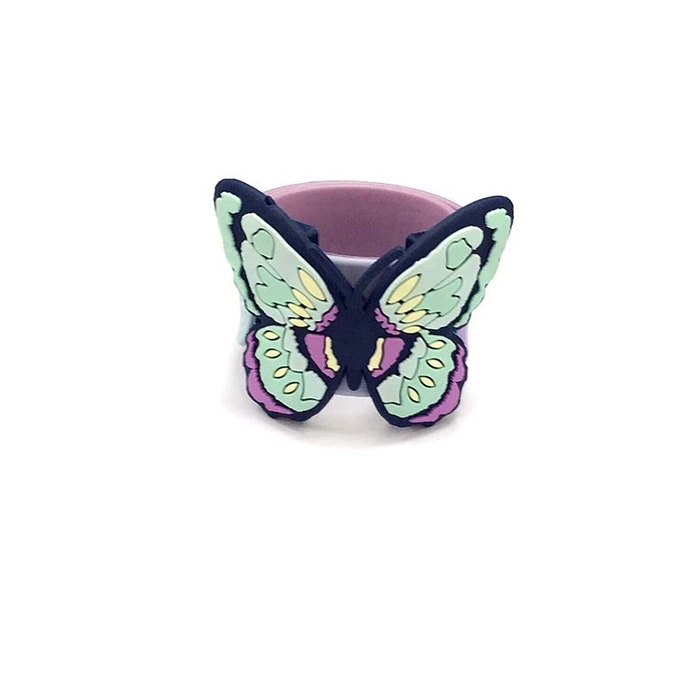 Butterfly bracelet customization silicone slap bracelet with PVC icons