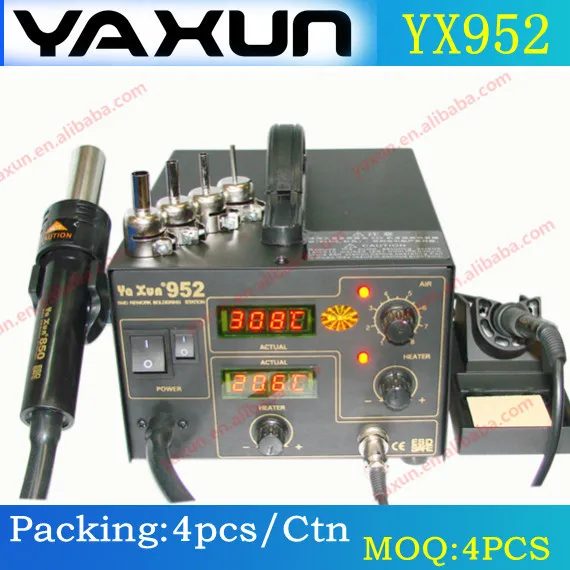 4pcs/Ctn 220v OR 110V YAXUN YX952 SMD rework staion 2 in 1 hot air and soldring iron BGA station for Mobile phone repair