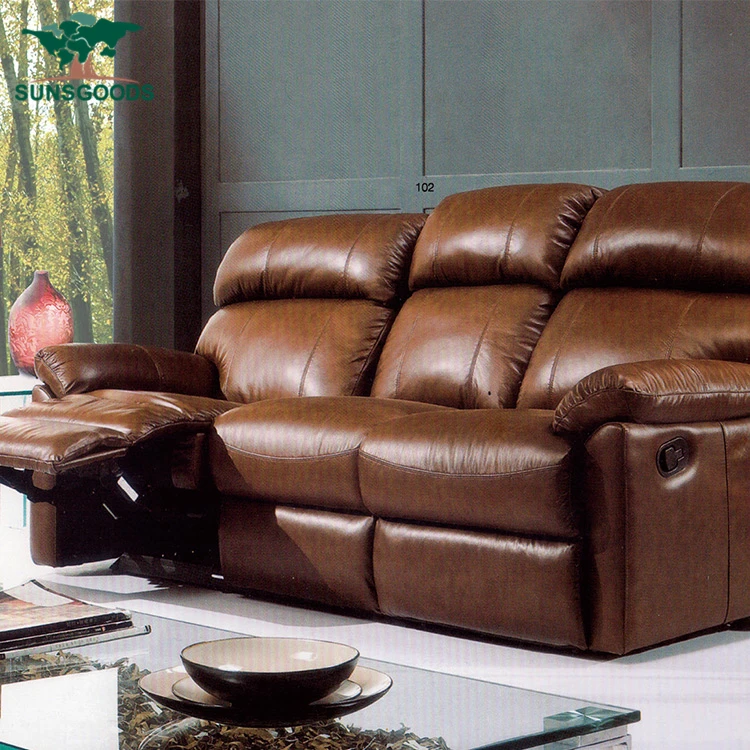 sunsgoods italian genuine design recliners leather couch modern sofa set furniture for living room