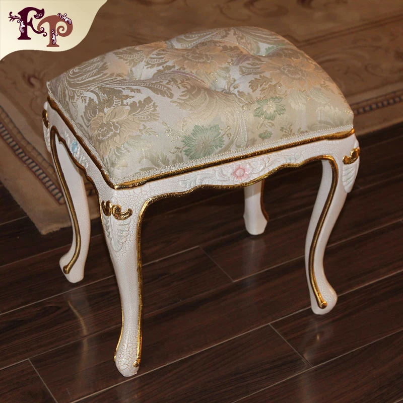 Роскошная деревянная мебель для спальни-позолоченный табурет ручной работы в стиле барокко