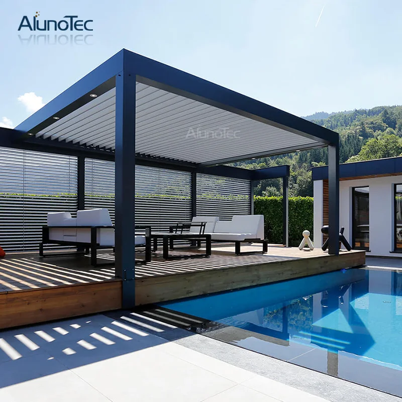 
AlunoTec Bioclimatique Electric Roof Louver Metal Framed Pergola 