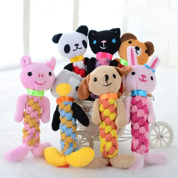 
Dog Pet Puppy Cotton Rope Knot Molars Sound Toys Dogs Bite Chew BB Animal Toys Pets Supplies 