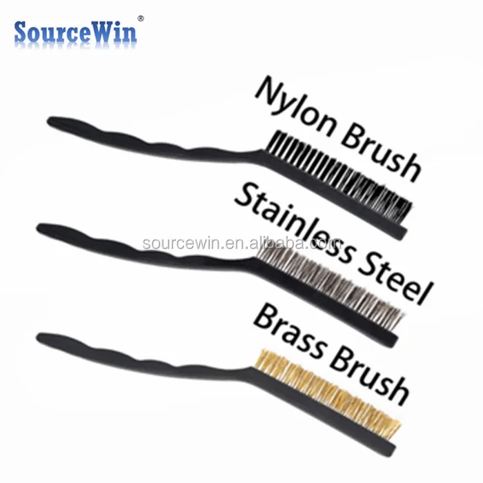 Industry Rust Cleaning 9 inch Stainless Steel Wire Brushes With Contour Plastic Handle
