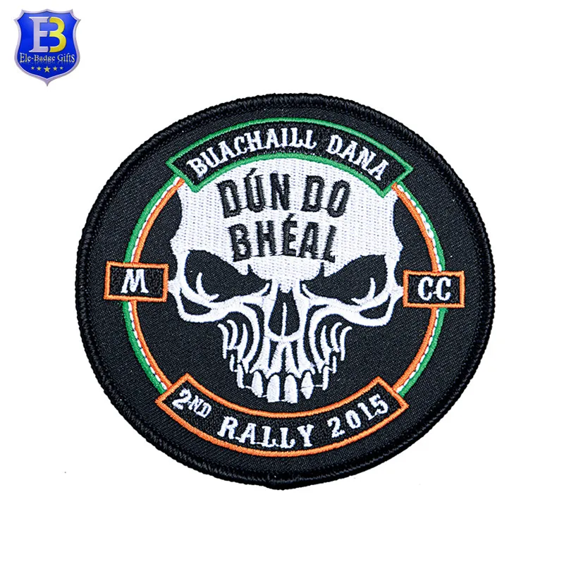 Hot sale china manufacturer directly make iron on skull heads embroidery patch for garment