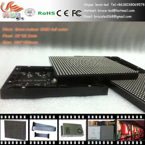 RGX P6 Full Color Module 6mm RGB Indoor Hub 75 1/8 Scan 192*96mm 32*16 Pixel SMD 3 in 1 P6 LED Sign Module