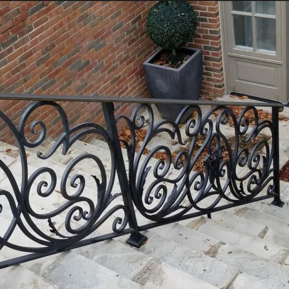 High quality Wrought Iron Stair Railing European Luxury Decorative Wrought iron balcony railing