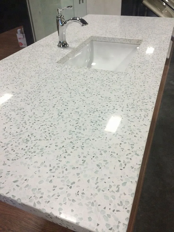 BOTON STONE Popular Artifical Terrazzo Kitchen Countertop Prefab Terrazzo Countertop White Terrazzo Countertop