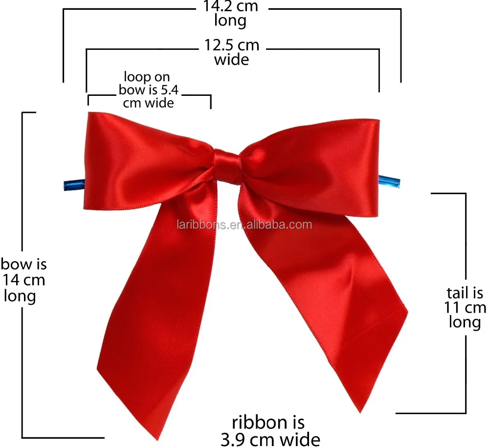 Bakery Packaging Small Order Pre-made Satin Ribbon bow with twist