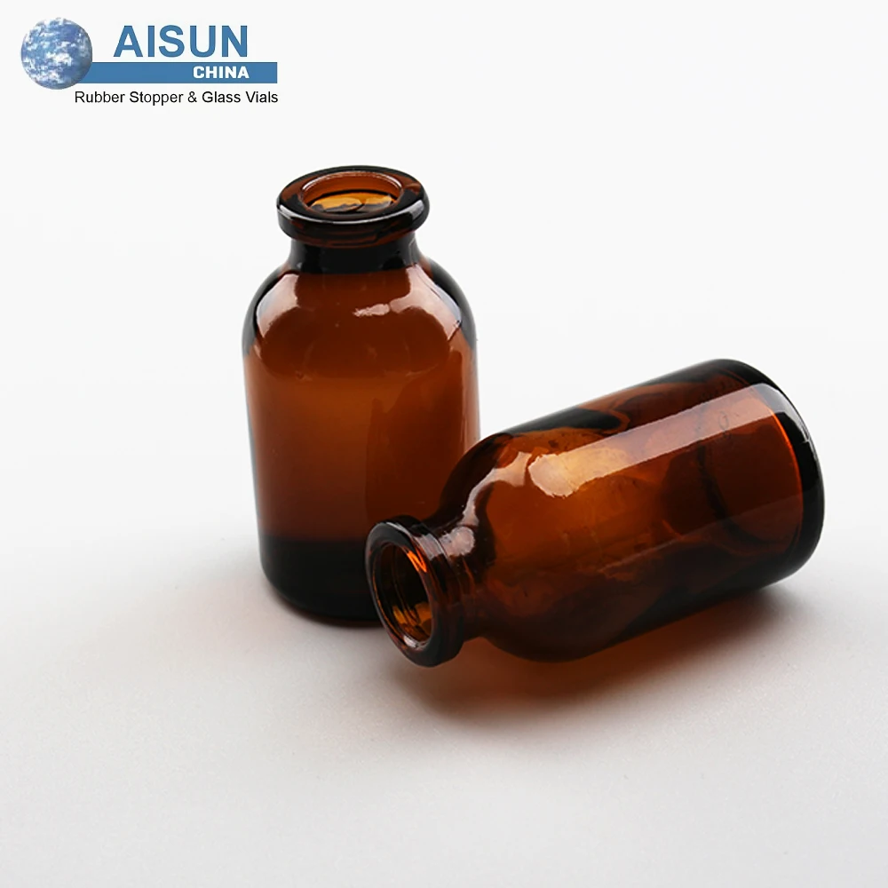 20ml moulded antibiotic glass sterile vials injection glass bottle with rubber stopper and flip off cap