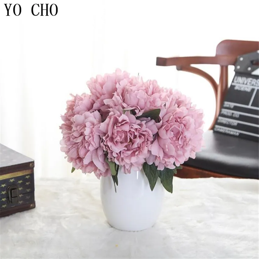 YO CHO wholesale artificial flower wedding home table centerpieces decor decorative real touch artificial silk peony flower