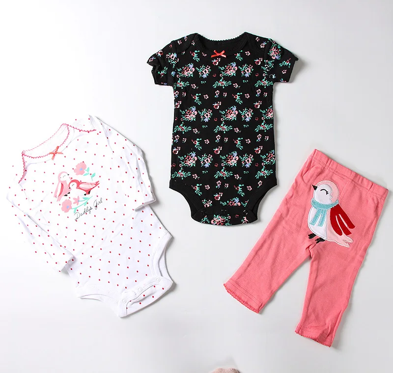 Wholesale Summer Spring Cotton Knitted Girl Boutique Newborn Baby Clothing