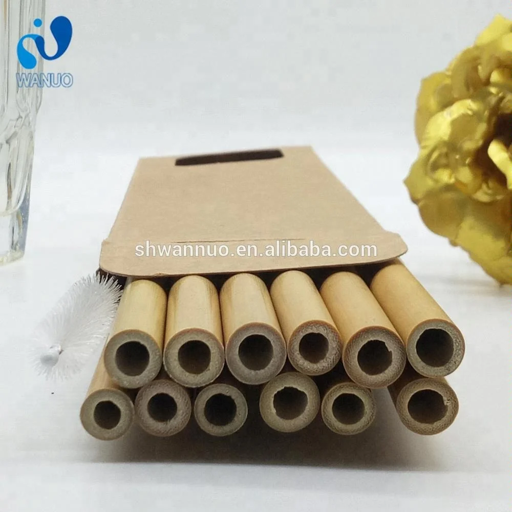 WanuoCraft Eco Friendly 100% Recycled Biodegradable Natural Custom Logo Bamboo Drinking Straws