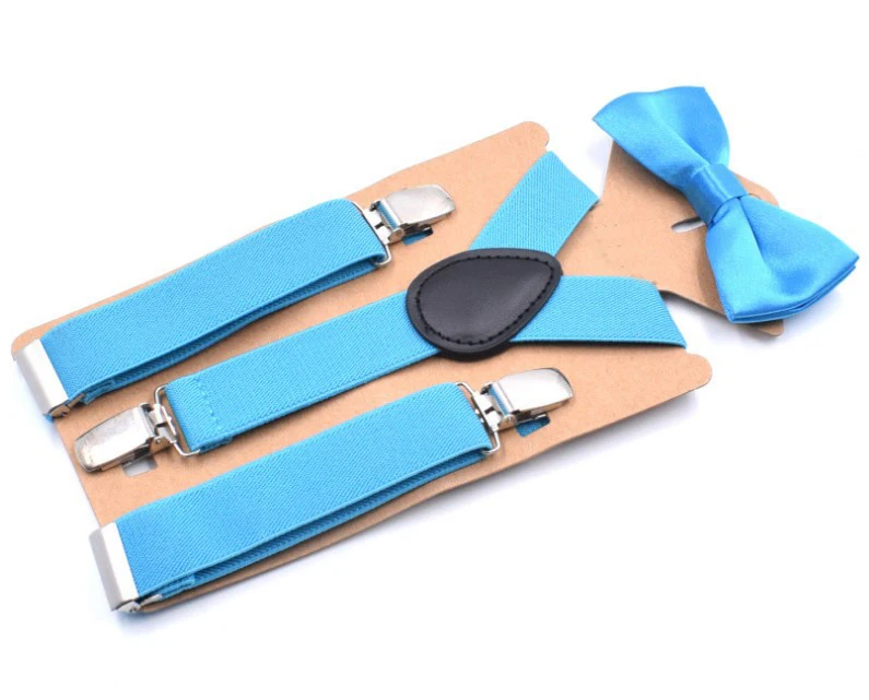 Fashion Kids Solid Color Clips Suspenders Elastic Braces Suspenders With  Bowtie