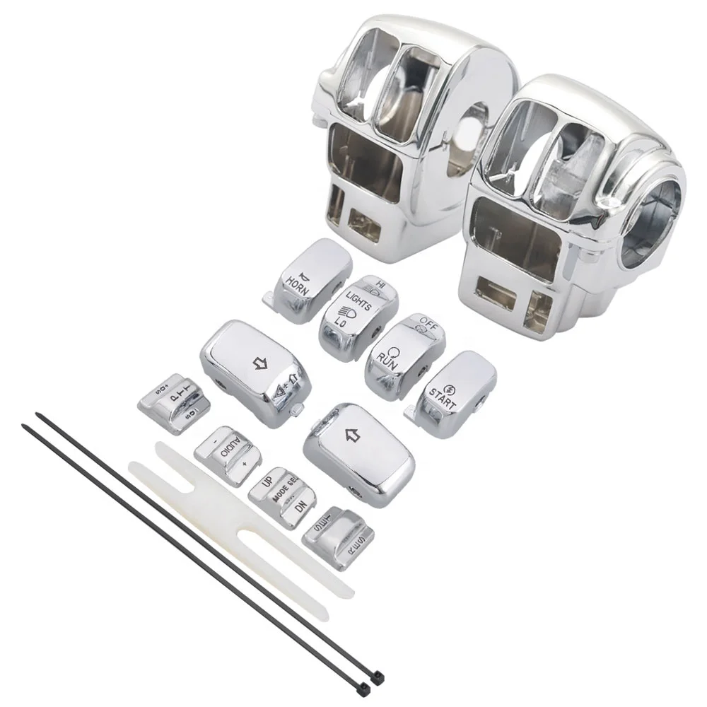 Pair Switch Housing Cover + Chrome10pcs Switch Caps Fits For Harley Touring Electra Glide FLHTCU / FLHTCUI 96-2013 Motors